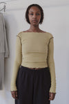 BASERANGE Ribbed Long Sleeve Top T-shirt TTVL Collection France BAS-TTVL-RB-AU23-HUILV Gray Green
